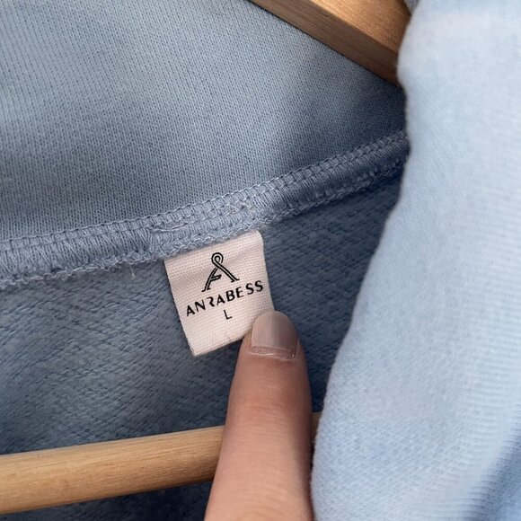 Anrabess Light Blue Oversized Pullover Sweatshirt With Cowl Neck & Ribbed Cuffs - Picture 5 of 8